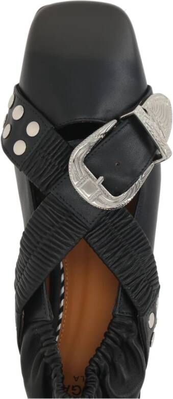 Toga Pulla Zwarte leren balletflats Black Dames