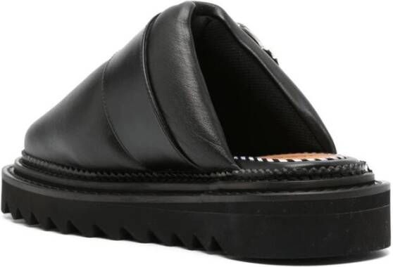 Toga Pulla Zwarte leren gespdetail vierkante neus schoenen Black Dames