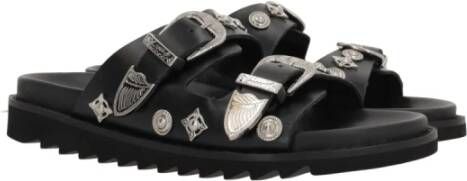 Toga Pulla Zwarte Studs Platte Sandalen Black Dames