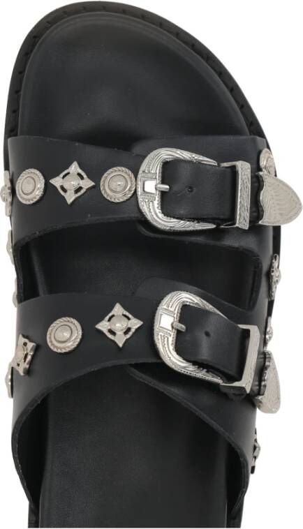 Toga Pulla Zwarte Studs Platte Sandalen Black Dames