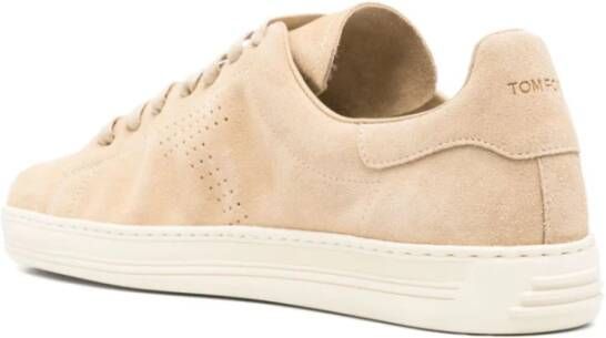 Tom Ford Beige Suède Sneakers met T Logo Beige Heren