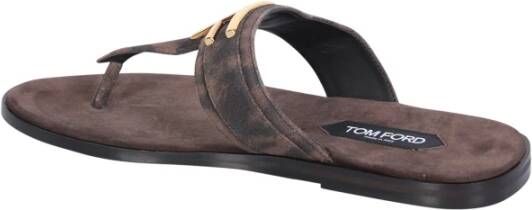 Tom Ford Blauwe Leren Sandalen T-bar Tie-dye Brown Heren