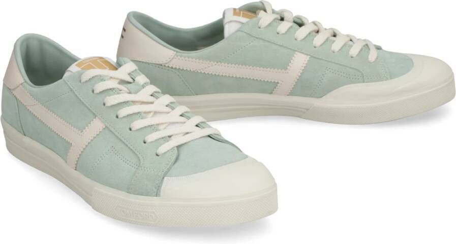 Tom Ford Contrasterende Leren Sneakers Green Heren