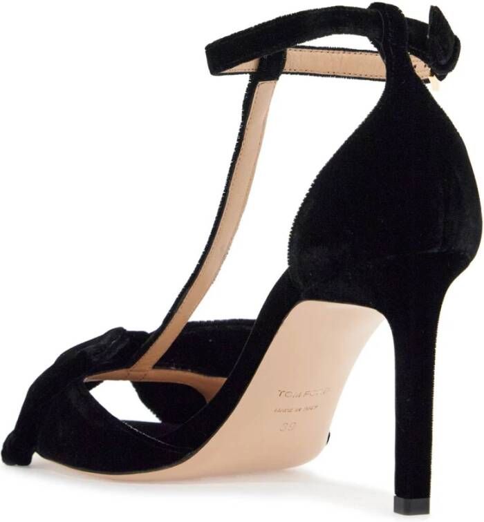 Tom Ford Elegante Zwarte Viscose Sandalen met Gouden Gesp Black Dames