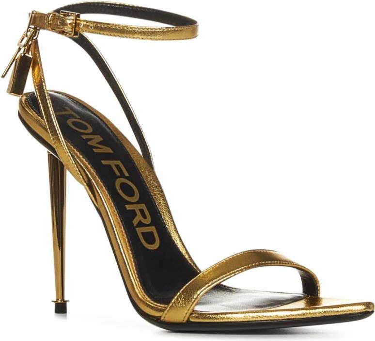 Tom Ford Gouden Verstelbare Hoge Hak Sandalen Yellow Dames