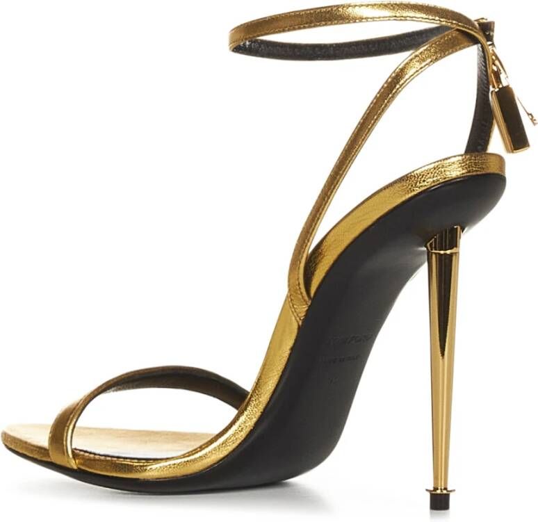 Tom Ford Gouden Verstelbare Hoge Hak Sandalen Yellow Dames