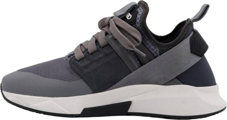 Tom Ford Grijze Sneakers Veters Rubber Zool Gray Heren