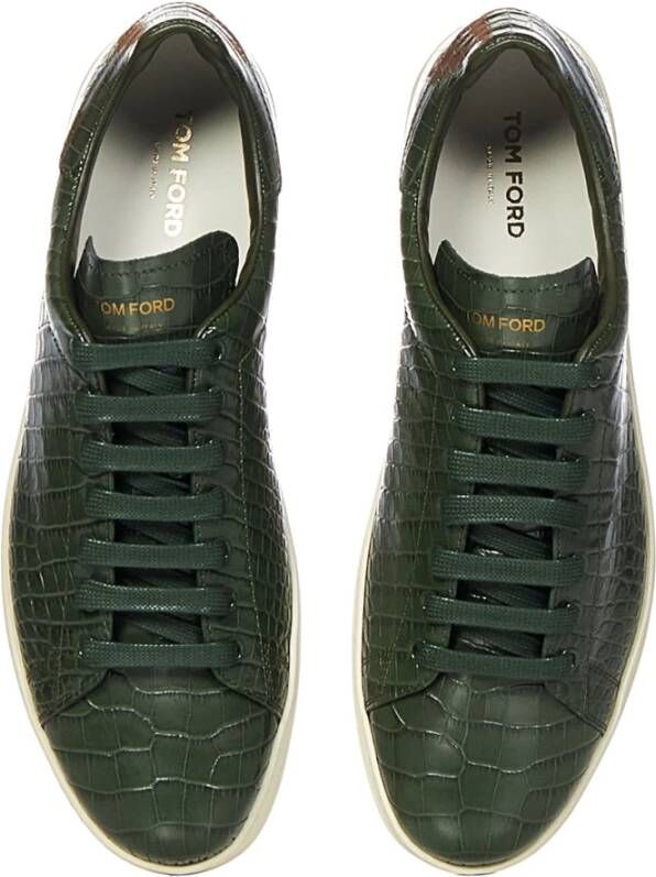 Tom Ford Groene Sneakers met Gouden Logo Green Heren