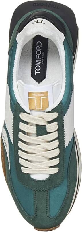 Tom Ford Groene Suède Sneakers Rubberen Zool Multicolor Heren