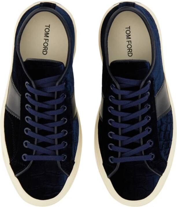 Tom Ford Italiaans Gemaakte Sneaker met Unieke Materialen Blue Heren