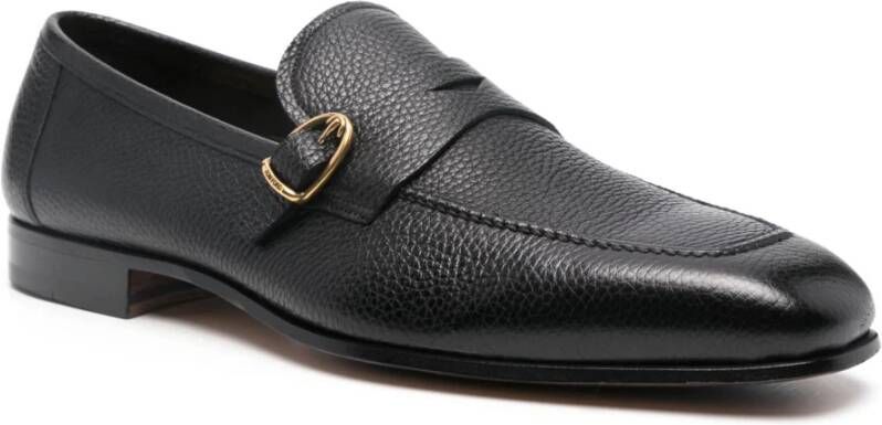 Tom Ford Italiaanse Leren Gesp Loafers Black Heren