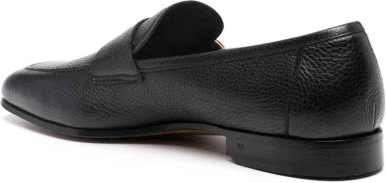 Tom Ford Italiaanse Leren Gesp Loafers Black Heren