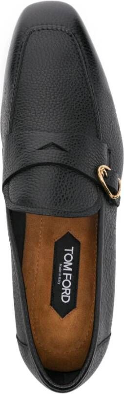 Tom Ford Italiaanse Leren Gesp Loafers Black Heren