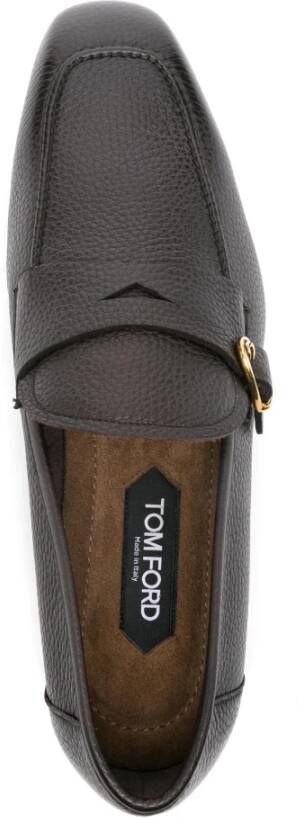 Tom Ford Italiaanse Leren Gesp Loafers Brown Heren