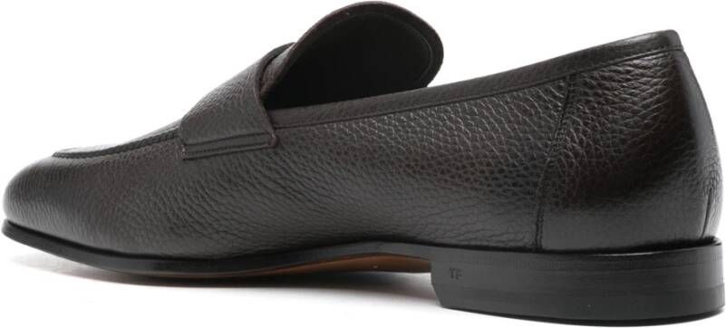 Tom Ford Italiaanse Leren Gesp Loafers Brown Heren