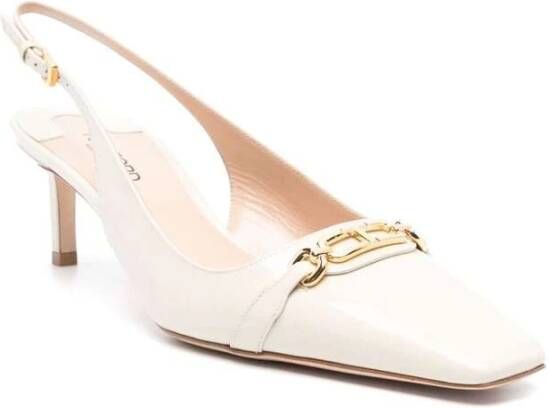 Tom Ford Ivoor Witte Leren Slingback Hakken Beige Dames