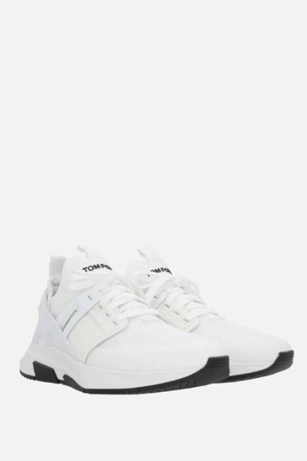 Tom Ford Lage Sneakers in Wit met Suede Details White Heren