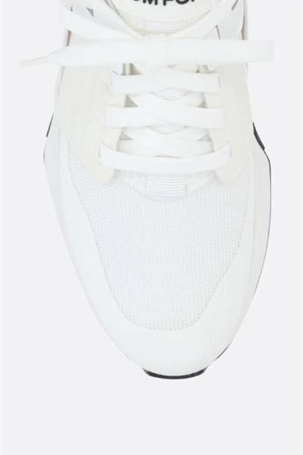 Tom Ford Lage Sneakers in Wit met Suede Details White Heren