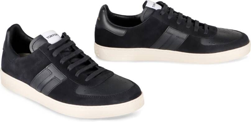 Tom Ford Lage sneakers met gladleren inzetstukken Blue Heren