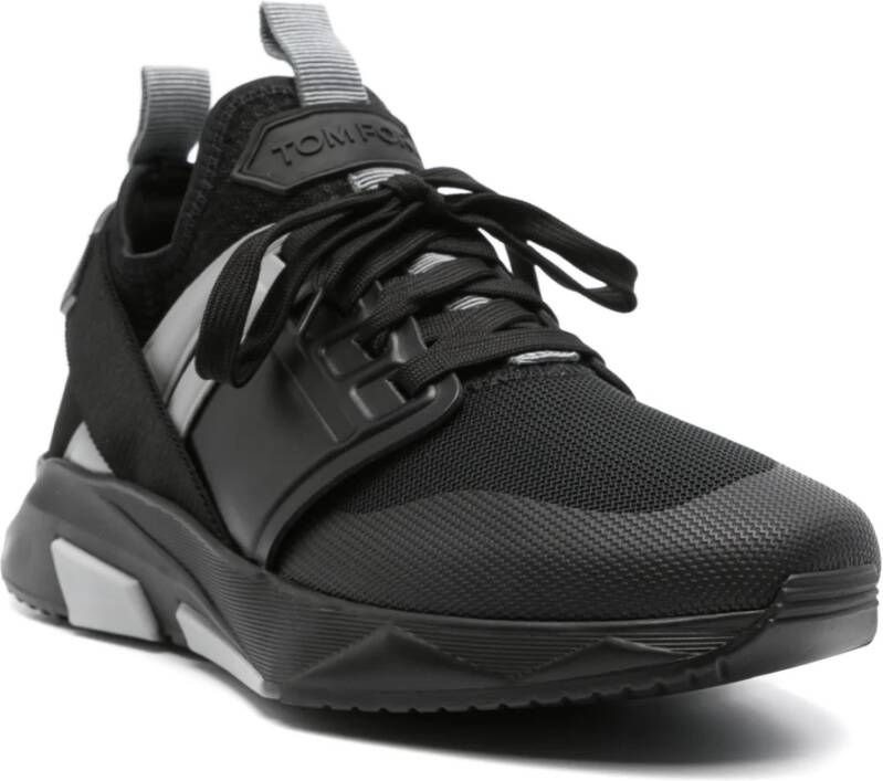 Tom Ford Leren en stoffen sneakers Black Heren