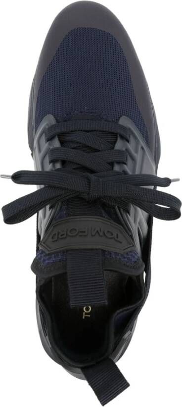 Tom Ford Leren en stoffen sneakers Blue Heren