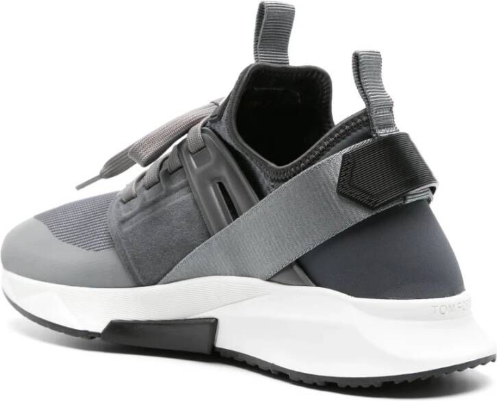 Tom Ford Leren en stoffen sneakers Gray Heren