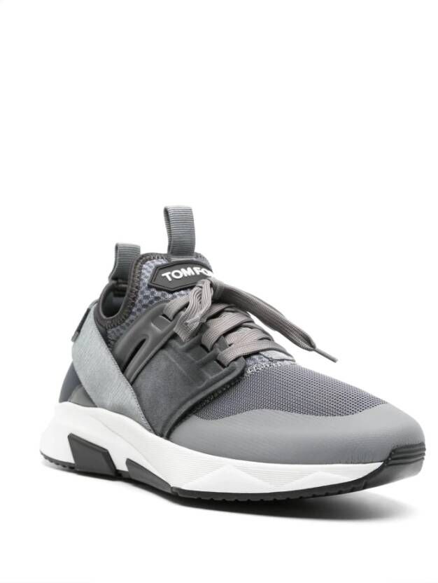 Tom Ford Leren en stoffen sneakers Gray Heren