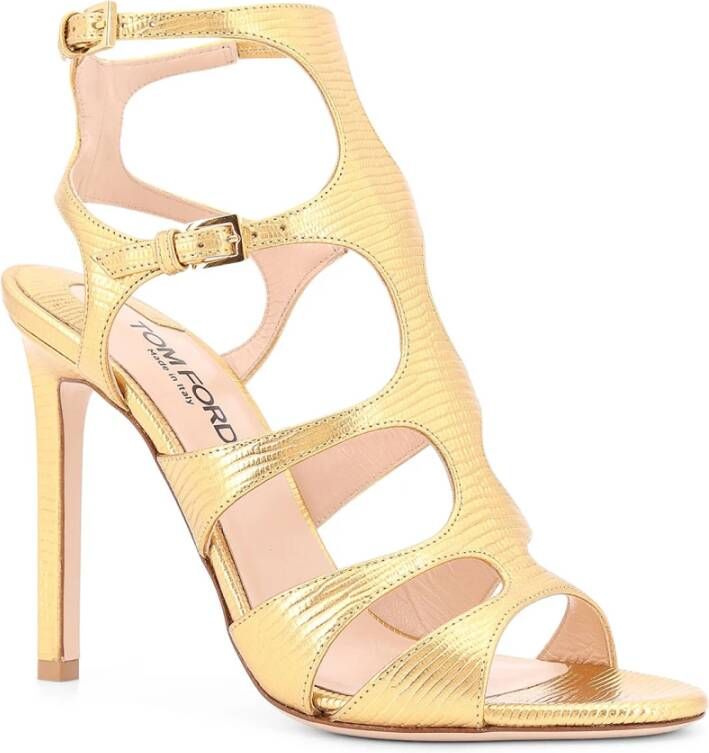 Tom Ford Leren sandalen met krokodillenprint Yellow Dames