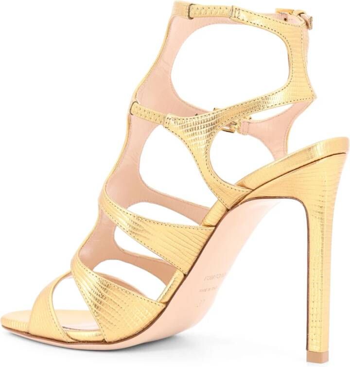 Tom Ford Leren sandalen met krokodillenprint Yellow Dames