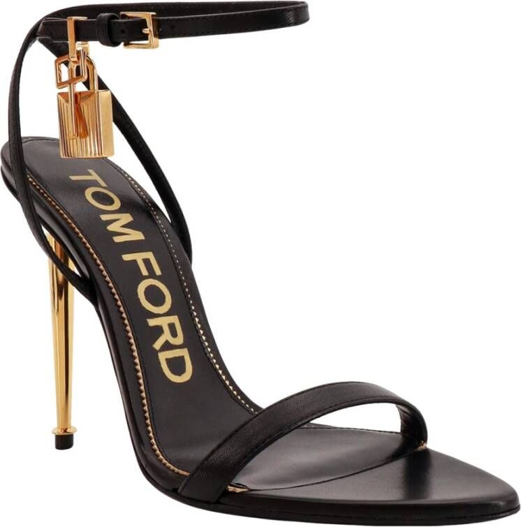 Tom Ford Leren sandalen met logo slot Black Dames