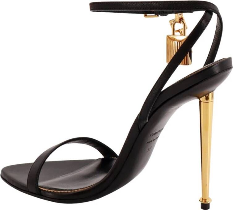 Tom Ford Leren sandalen met logo slot Black Dames