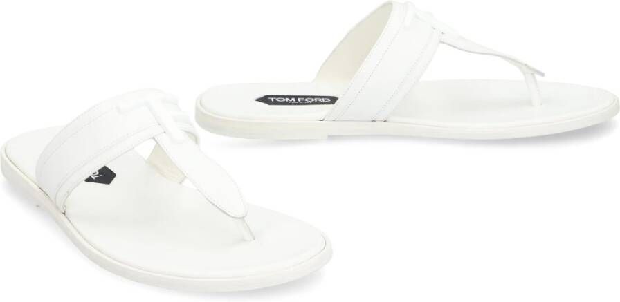 Tom Ford Leren teenslippers White Heren