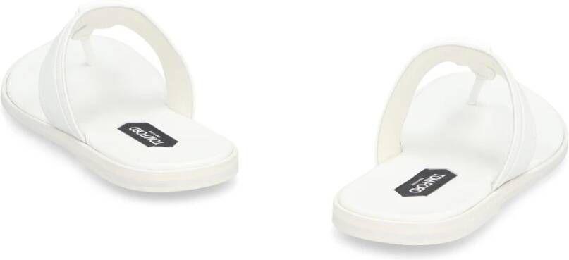 Tom Ford Leren teenslippers White Heren