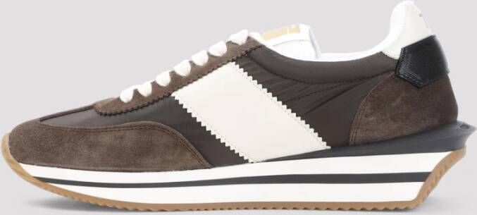 Tom Ford Luxe witte sneakers met uniek design Brown Heren