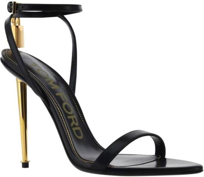 Tom Ford Metallic Stiletto Sandalen met Enkelband Black Dames