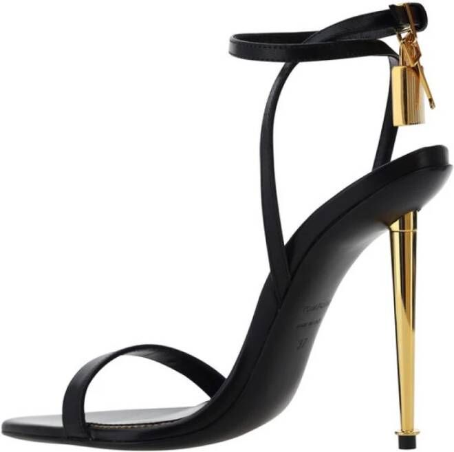 Tom Ford Metallic Stiletto Sandalen met Enkelband Black Dames