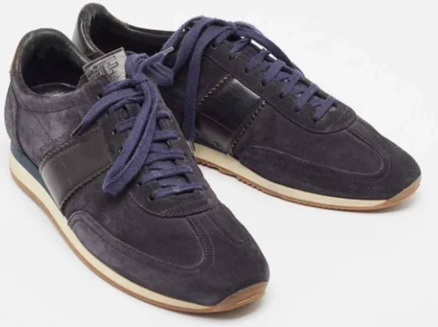 Tom Ford Pre-owned Leather sneakers Blue Heren