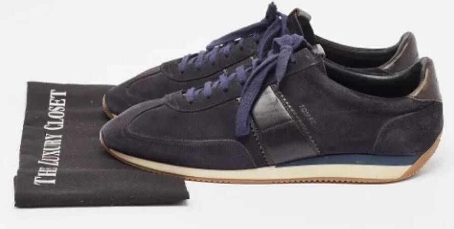 Tom Ford Pre-owned Leather sneakers Blue Heren