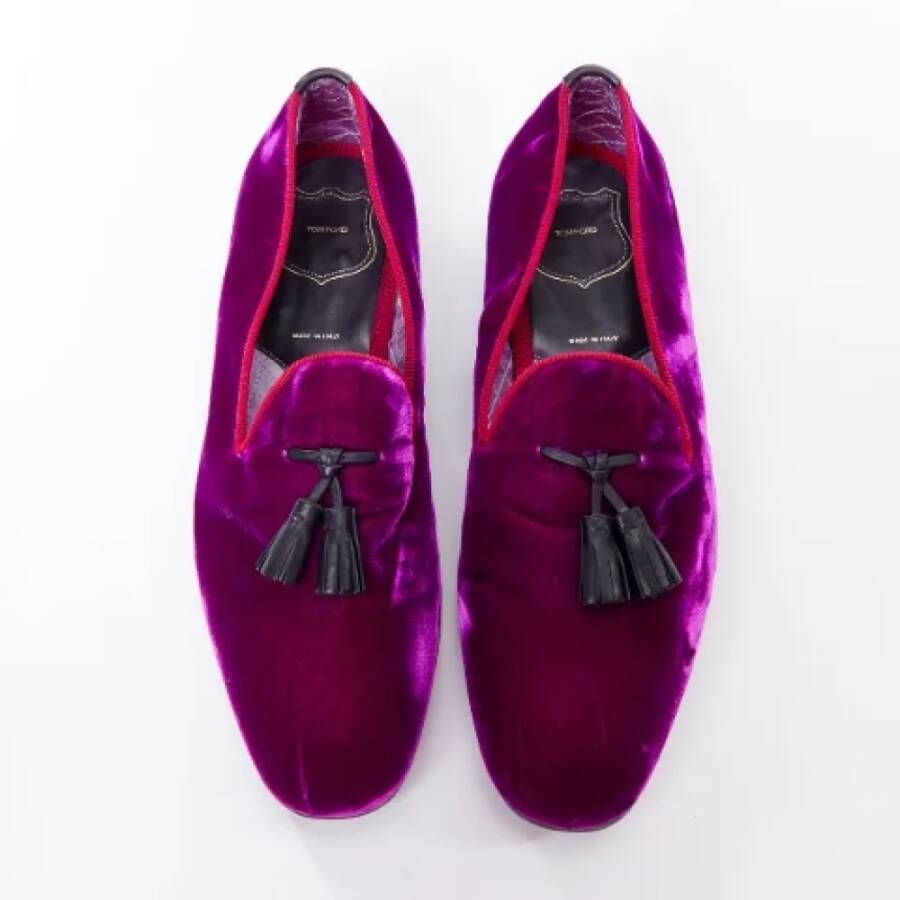 Tom Ford Pre-owned Velvet flats Purple Heren