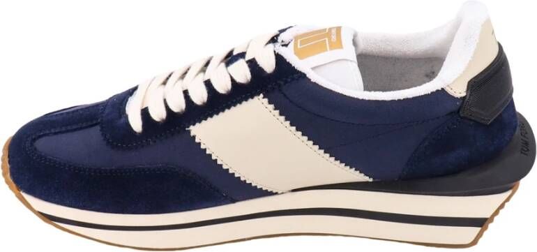 Tom Ford Luxe Nylon en Suède Sneakers Blauw Heren