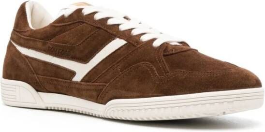 Tom Ford Luxe Suede Lage Sneakers Bruin Heren