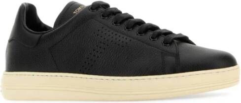 Tom Ford Stijlvolle Zwarte Leren Sneakers Black Heren