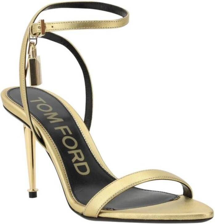 Tom Ford Stiletto Heel Leren Padlock Sandalen Yellow Dames