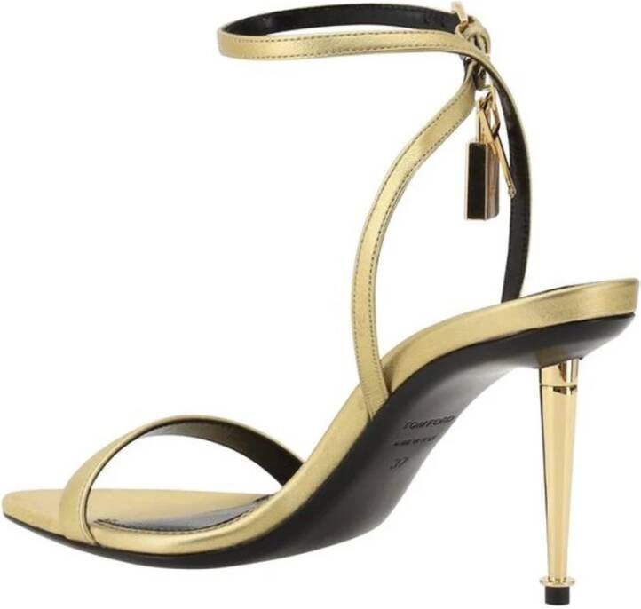 Tom Ford Stiletto Heel Leren Padlock Sandalen Yellow Dames