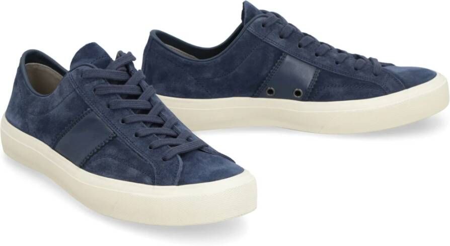 Tom Ford Suede Casual Sneakers Blue Heren