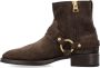 Tom Ford Suède Harnaslaarzen Gesloten Hout Aw24 Brown Heren - Thumbnail 3