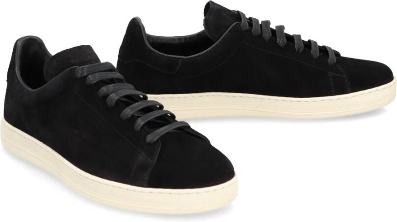 Tom Ford Suede Sneakers met Ronde Neus Black Heren