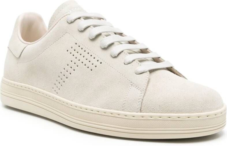 Tom Ford Suede Sneakers met Rubberen Zool Beige Heren