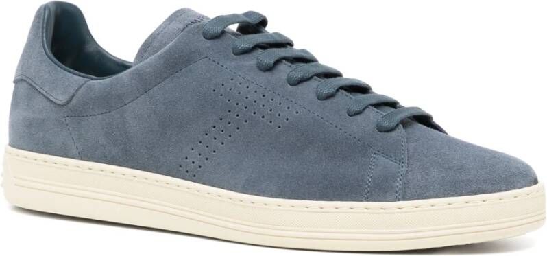 Tom Ford Suède Sneakers met Rubberen Zool Blue Heren