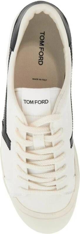 Tom Ford Witte Leren Velcro Lage Sneakers White Heren